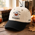 Personalized Halloween Ghost Reading Booooks Bats Custom Name Embroidered Two-Tone Hat