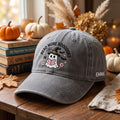Personalized Halloween Ghost Reading Book Read More Booooooks Embroidered Hat — Washed Hat