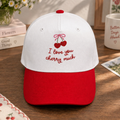 I Love You Cherry Much Coquette Bow Heart Cherries Embroidered Two-Tone Hat