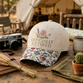 Officially Retired Wildflower Floral Botanical Retirement Embroidered Floral & Leopard Brim Hat