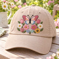 Butterfly Wildflower Garden Floral Spring Embroidered Hat — Washed Hat
