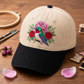 Personalized Hummingbird Rose Garden Floral Embroidered Two-Tone Hat