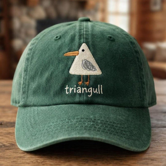 Triangull Funny Triangle Seagull Geometric Bird Embroidered Hat