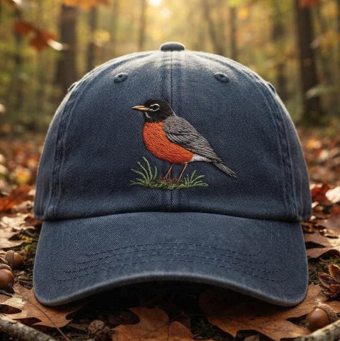 American Robin Bird Nature Lover Embroidered Hat