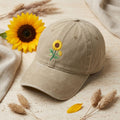 Personalized Sunflower Stem Botanical Embroidered Hat — Washed Hat