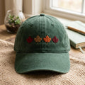 Fall Autumn Four Maple Leaves Row Embroidered Hat — Washed Hat