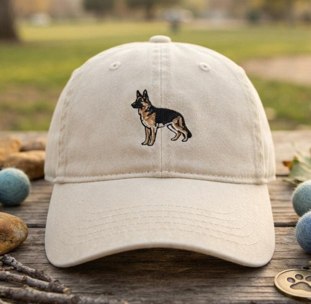 German Shepherd Dog Embroidered Hat — Washed Hat
