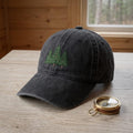 Pine Trees Forest Nature Outdoor Embroidered Hat — Washed Hat
