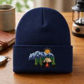 Personalized Bear Camping Mountain Tent Campfire Nature Embroidered Beanie
