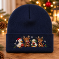 Christmas Duck Reindeer Cute Animals Holiday Embroidered Beanie