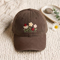 Personalized Ladybug Daisy Floral Garden Embroidered Hat — Washed Hat