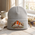Personalized Robin Bird Couple Wildflowers Branch Nature Lover Embroidered Beanie