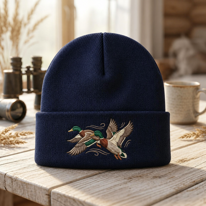 Flying Mallard Ducks Duck Hunting Wildlife Embroidered Beanie
