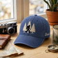 Personalized Bigfoot Sasquatch Pine Trees Forest Outdoor Embroidered Hat — Washed Hat