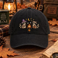 Halloween Raccoons Campfire Marshmallow Witch Hat Pumpkin Spooky Season Embroidered Hat — Washed Hat