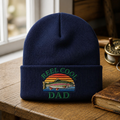 Personalized Reel Cool Dad Rainbow Trout Fishing Sunset Embroidered Beanie