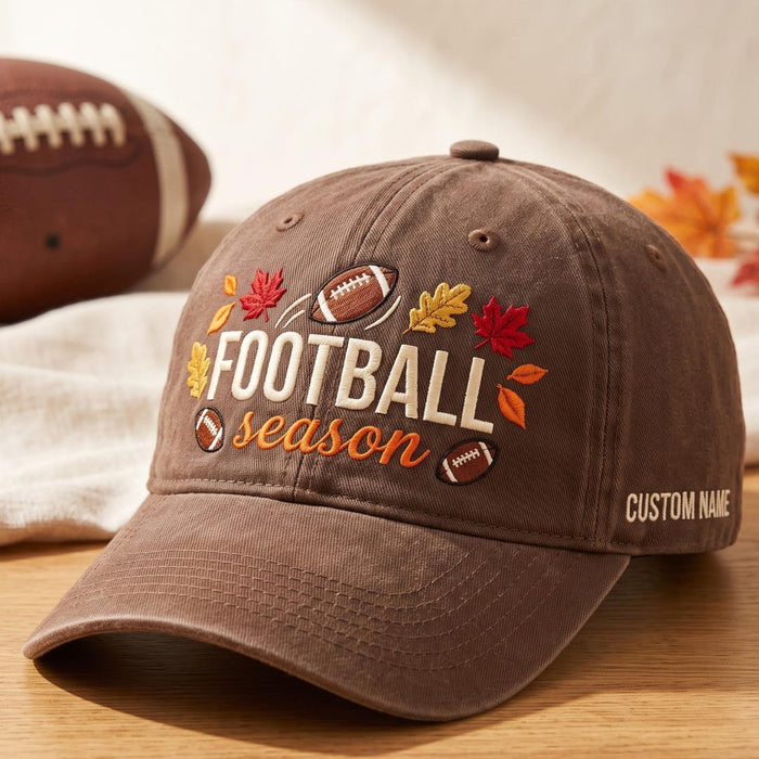 Personalized Football Season Fall Leaves Autumn Embroidered Hat