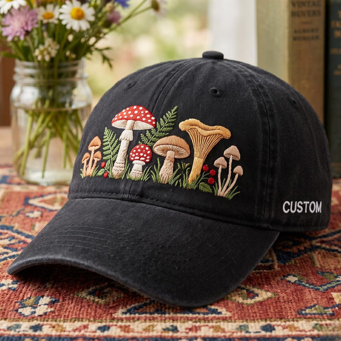 Personalized Cottagecore Mushroom Botanical Forest Embroidered Hat