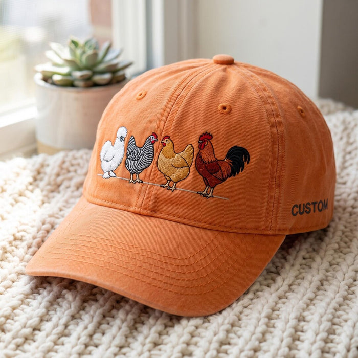 Personalized Chicken Breeds Flock Rooster Hen Farmhouse Embroidered Hat