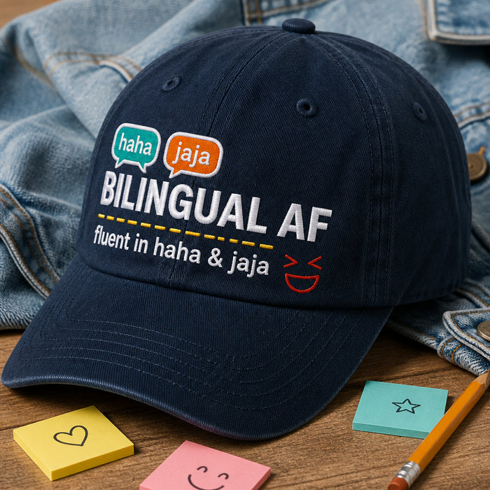 Bilingual Haha Jaja Funny Spanish English Speaker Embroidered Hat
