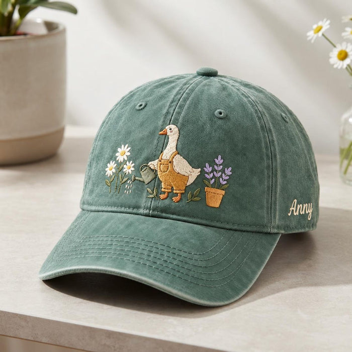 Personalized Gardening Goose Watering Can Daisy Lavender Flower Pot Embroidered Hat