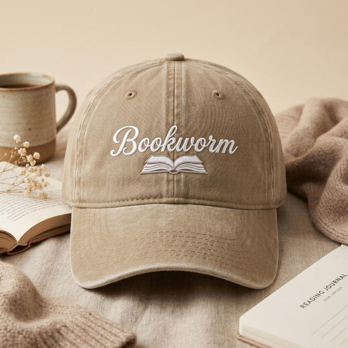 Bookworm Open Book Reading Embroidered Hat