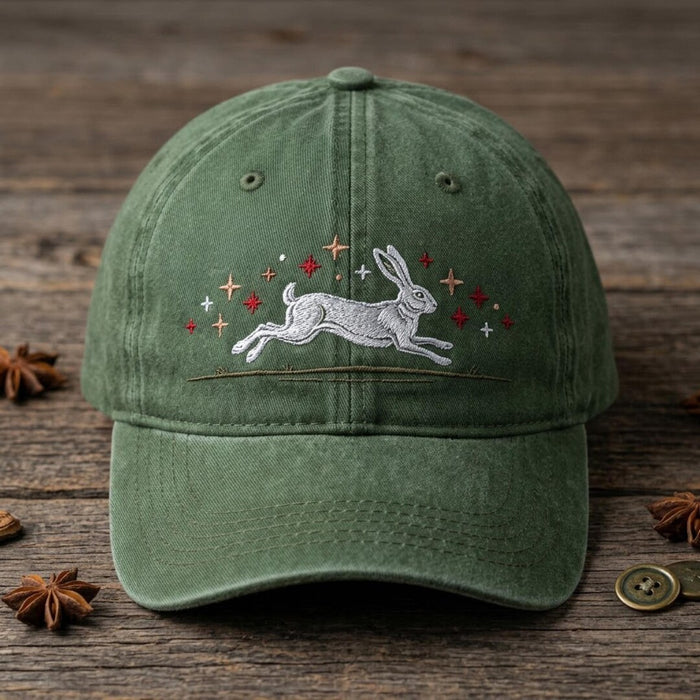 Running Rabbit Sparkle Stars Nature Embroidered Hat