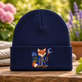 Personalized Wizard Fox Blue Cloak Moon Staff Bellflower Embroidered Beanie