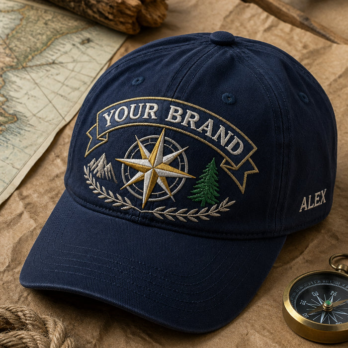 Personalized Custom Logo Compass Crest Dad Embroidered Hat