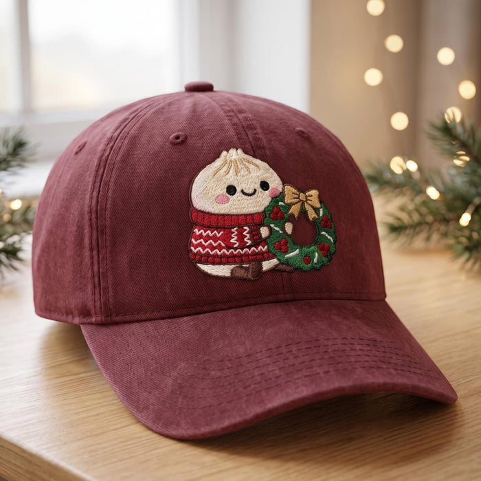 Christmas Dumpling Ugly Sweater Wreath Embroidered Hat