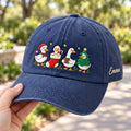 Personalized Christmas Geese Santa Hat Candy Cane Gift Tree Holly Embroidered Hat — Washed Hat