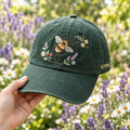 Personalized Bumblebee Wildflower Garden Custom Name Embroidered Hat — Washed Hat