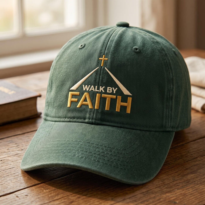 Walk By Faith Cross Mountain Christian Embroidered Hat
