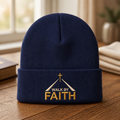 Walk By Faith Cross Mountain Christian Embroidered Beanie
