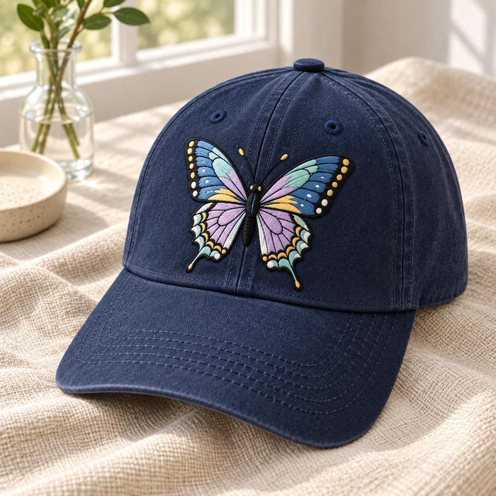 Pastel Butterfly Colorful Wings Embroidered Hat