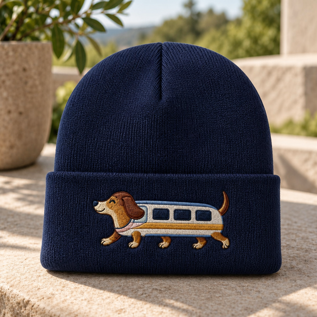 Personalized Dachshund Train Wiener Dog Funny Sausage Dog Embroidered Beanie