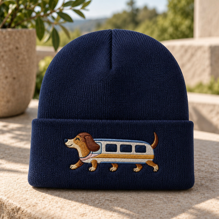 Personalized Dachshund Train Wiener Dog Funny Sausage Dog Embroidered Beanie