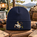 Hiking Goose Camping Adventure Lantern Backpack Stars Pine Tree Embroidered Beanie