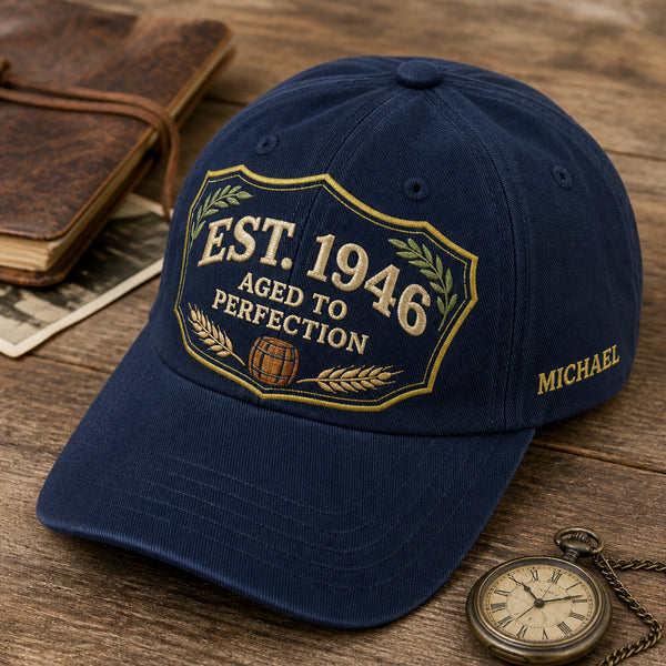 Personalized 80th Birthday Est Embroidered Hat — Washed Hat
