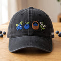 Personalized Blueberry Basket Lily Of The Valley Custom Name Embroidered Hat — Washed Hat