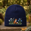 Fox Wildflower Meadow Cornflower Botanical Embroidered Beanie