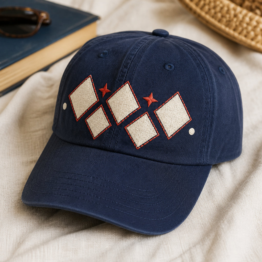 Retro Preppy Scattered Diamond Argyle Geometric Embroidered Hat — Washed Hat