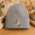 Personalized Cockatiel Sunflower Green Leaves Bird Embroidered Beanie