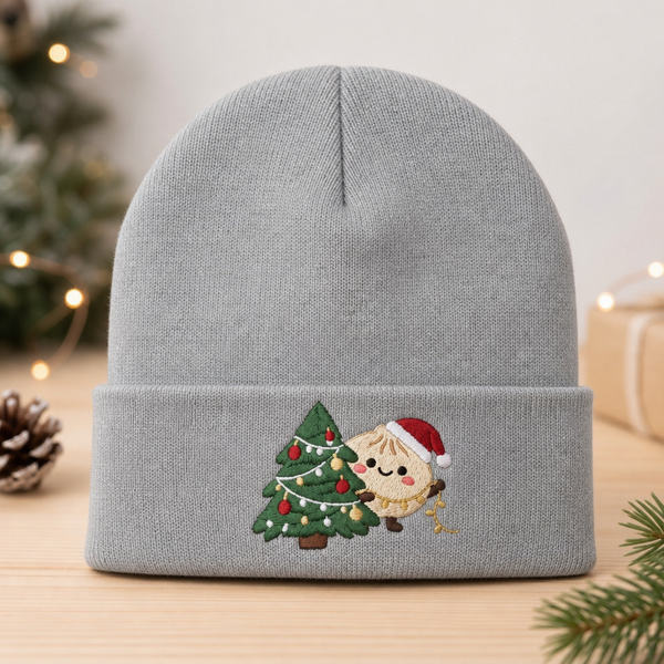 Personalized Christmas Dumpling Decorating Tree Santa Hat Custom Name Embroidered Beanie