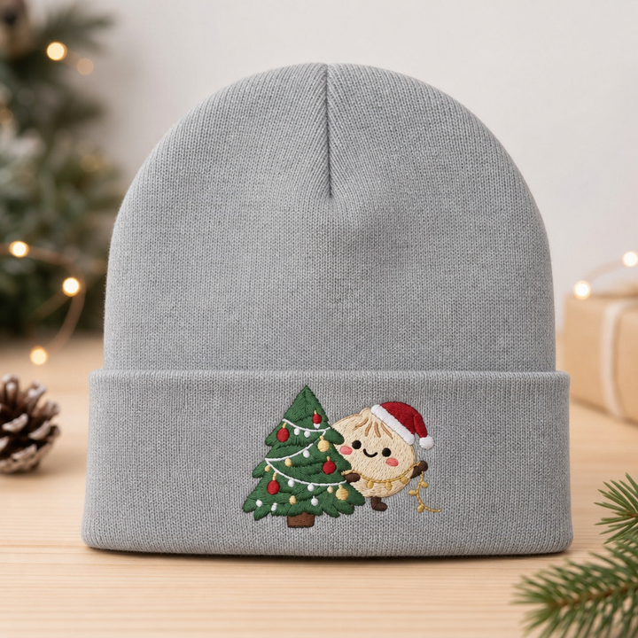 Personalized Christmas Dumpling Decorating Tree Santa Hat Custom Name Embroidered Beanie
