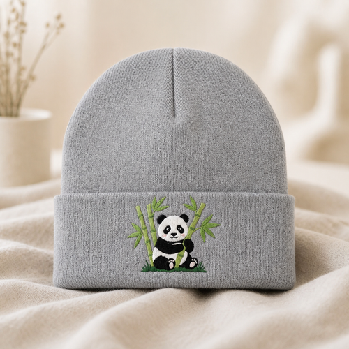 Personalized Cute Panda Bamboo Forest Wildlife Embroidered Beanie