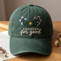 Changed For Good Wildflower Floral Star Inspirational Embroidered Hat — Washed Hat