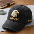 Personalized DD-214 Veteran Bald Eagle Custom Name Embroidered Hat — Washed Hat