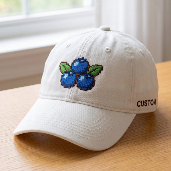 Personalized Pixel Blueberry 8-Bit Fruit Embroidered Hat — Baseball Cap