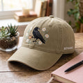 Personalized Crow With Coffee Cup Daisy Floral Wreath Botanist Embroidered Hat — Baseball Cap